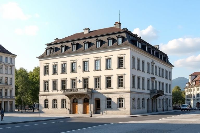 Exterior view of the Visuell Akademie Zürich building on Limmatquai with historic architecture visible
